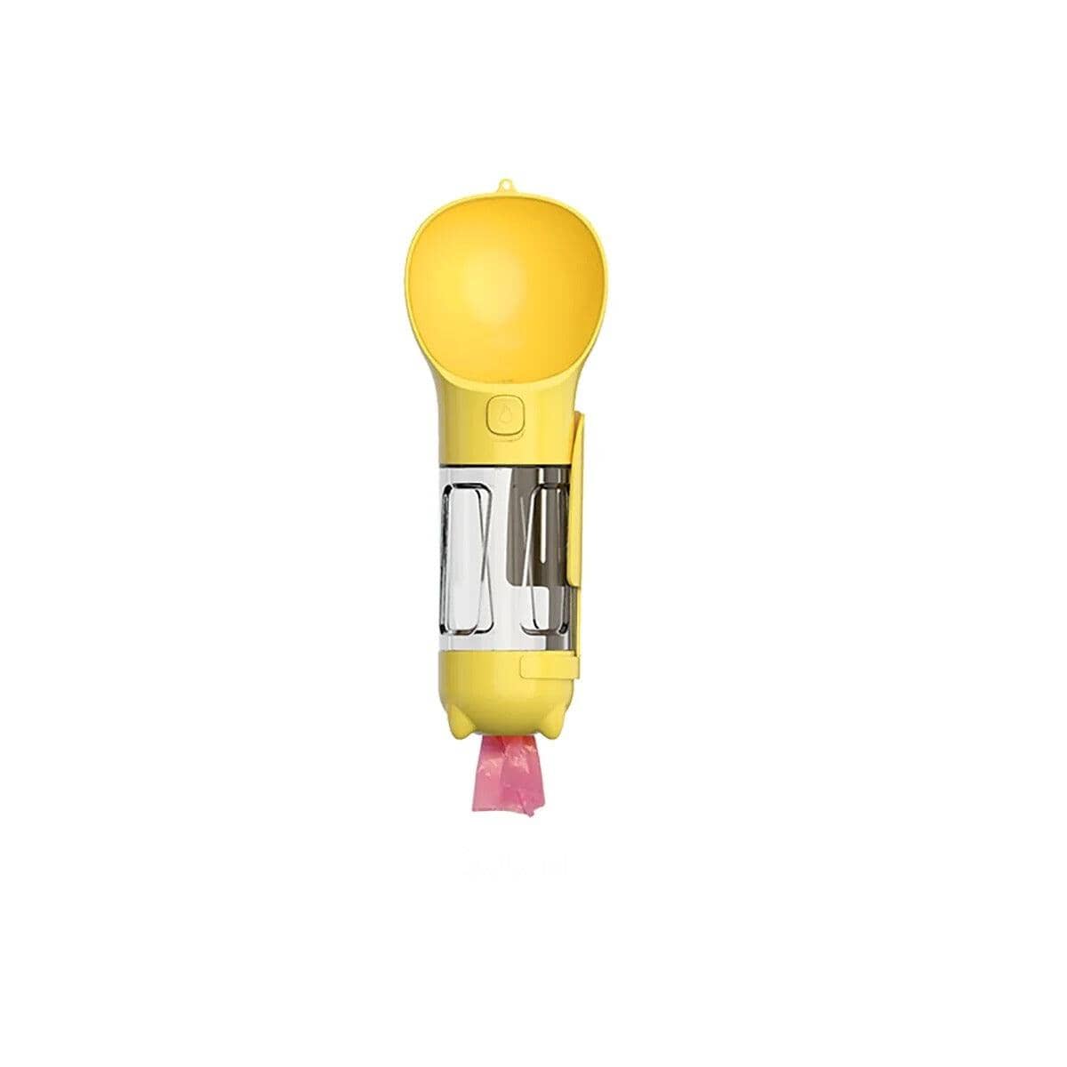 3 In 1 Portable Water Bottle, Feeder and Poop Dispenser 0 ShoPet Yellow with 6 roll bags 300ml