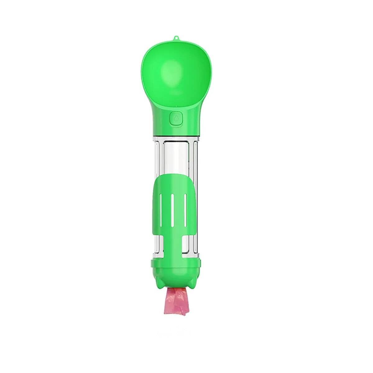 3 In 1 Portable Water Bottle, Feeder and Poop Dispenser 0 ShoPet Green with 6 roll bags 500ml