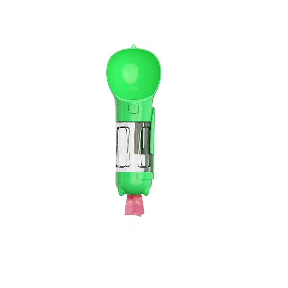 3 In 1 Portable Water Bottle, Feeder and Poop Dispenser 0 ShoPet Green with 6 roll bags 300ml