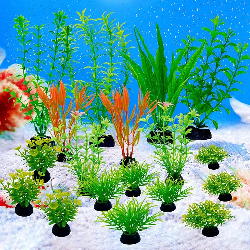 18-Piece Artificial Aquarium Plant Set - Fish Tank Decoration
