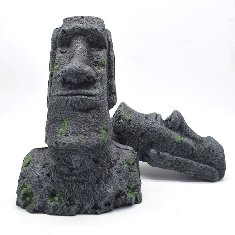Easter Island Stone Statue Decoration Fish Tank Aquarium