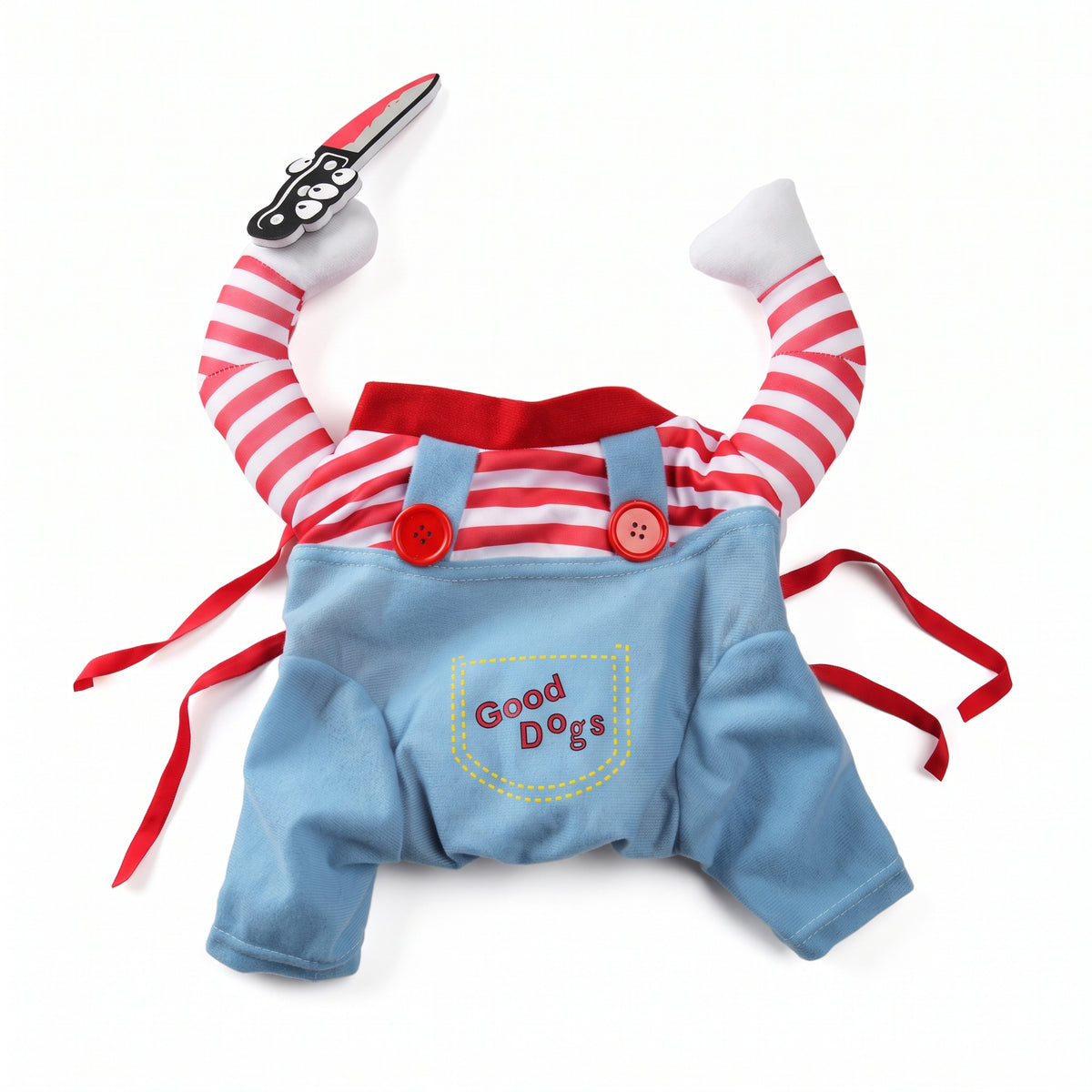 Halloween Doll Costume for Cats & Small Dogs – Striped Overalls