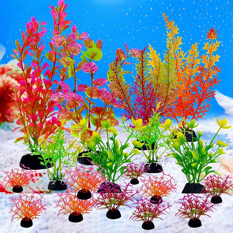 18-Piece Artificial Aquarium Plant Set - Fish Tank Decoration