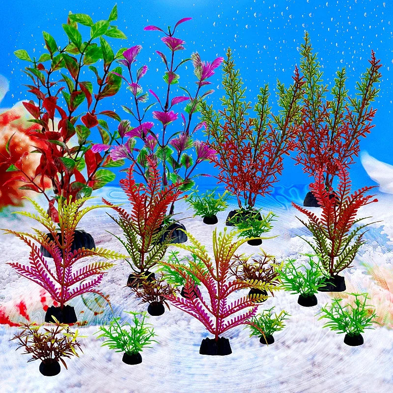 18-Piece Artificial Aquarium Plant Set - Fish Tank Decoration