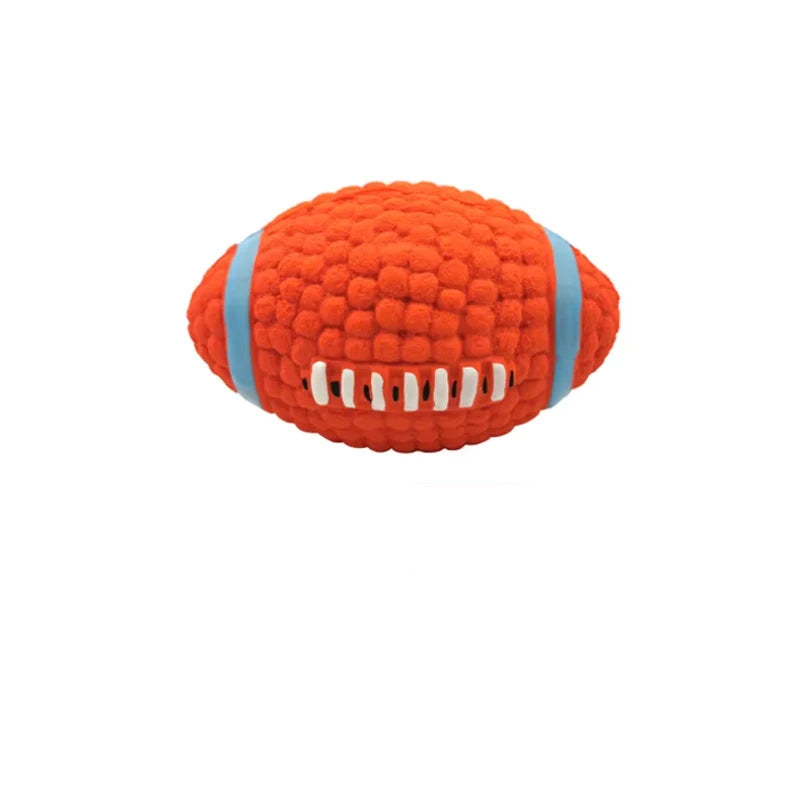 Latex Football Chew Ball - Squeaky Interactive Dog Toy