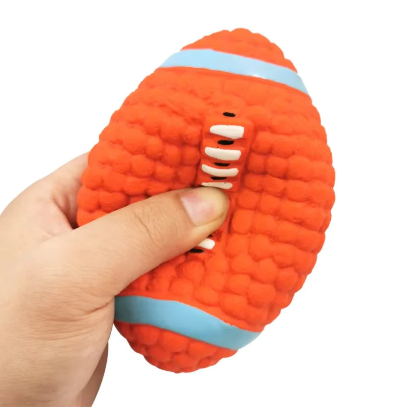 Latex Football Chew Ball - Squeaky Interactive Dog Toy