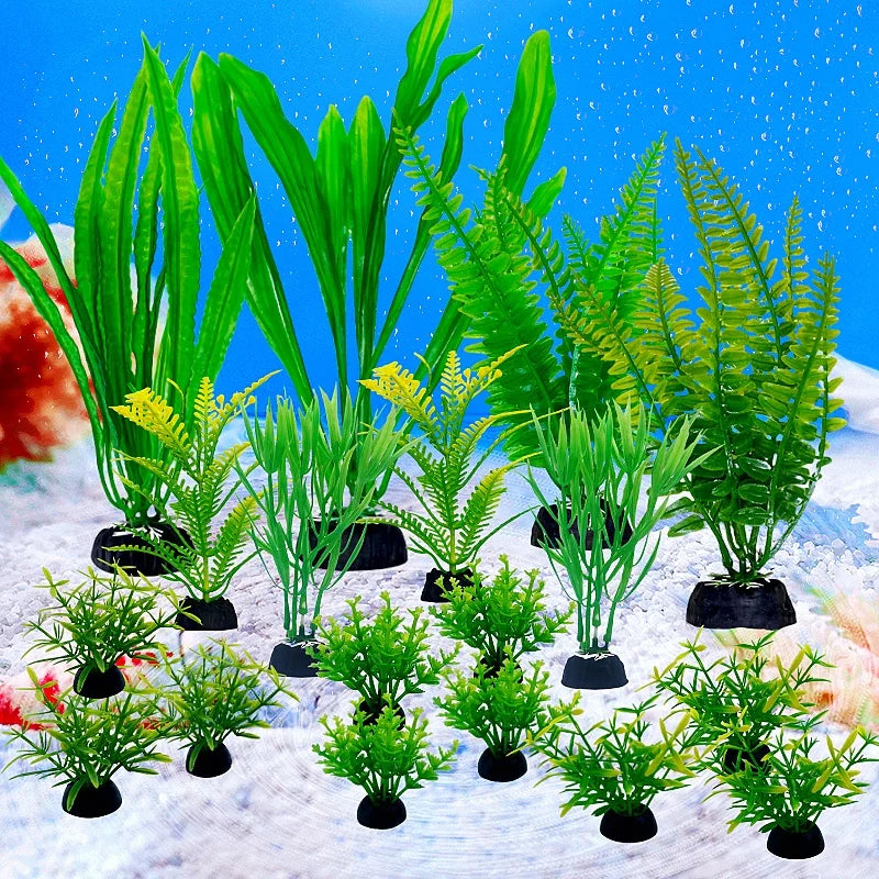 18-Piece Artificial Aquarium Plant Set - Fish Tank Decoration