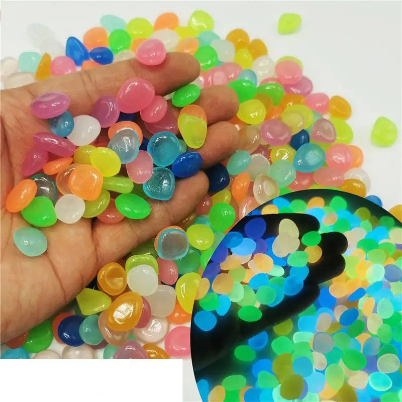Glow-in-the-Dark Pebbles - Aquarium & Garden Decor (100-Pack)