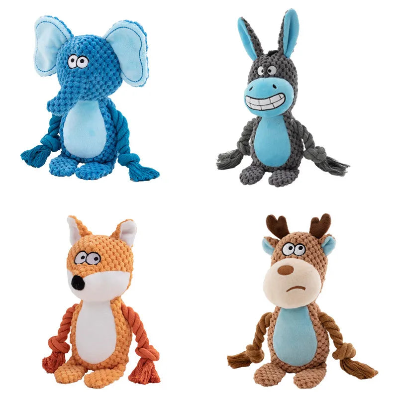Squeaky Plush Animal Dog Toy - Chew Toy for Small Dogs