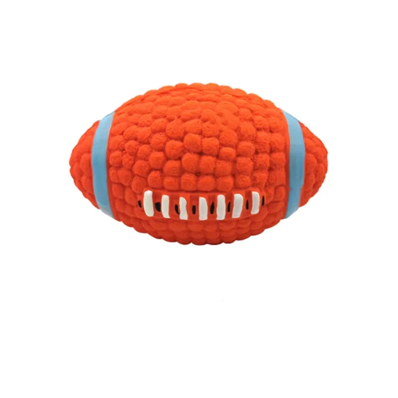 Latex Football Chew Ball - Squeaky Interactive Dog Toy