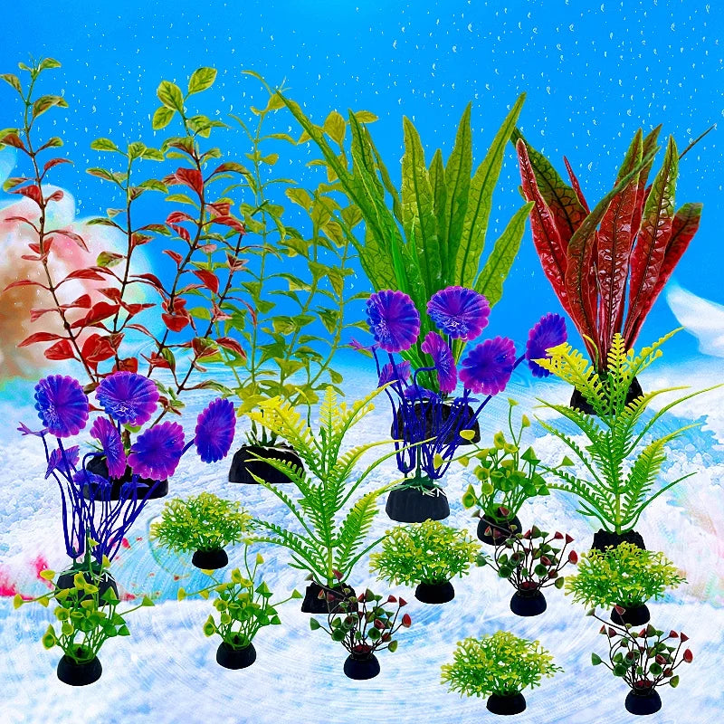 18-Piece Artificial Aquarium Plant Set - Fish Tank Decoration