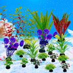 18-Piece Artificial Aquarium Plant Set - Fish Tank Decoration