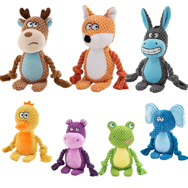 Squeaky Plush Animal Dog Toy - Chew Toy for Small Dogs