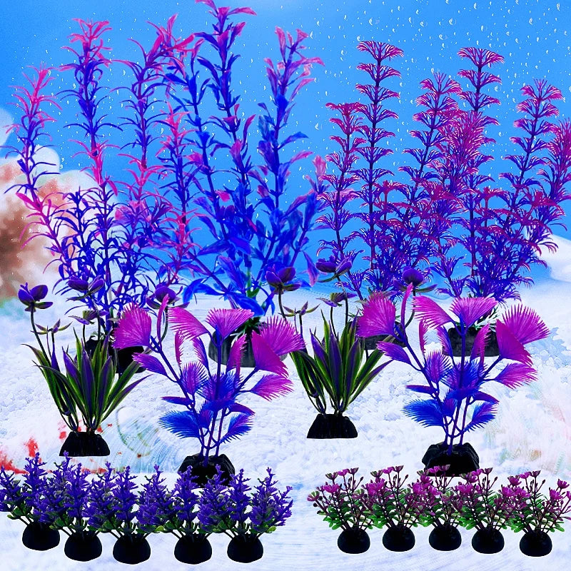 18-Piece Artificial Aquarium Plant Set - Fish Tank Decoration